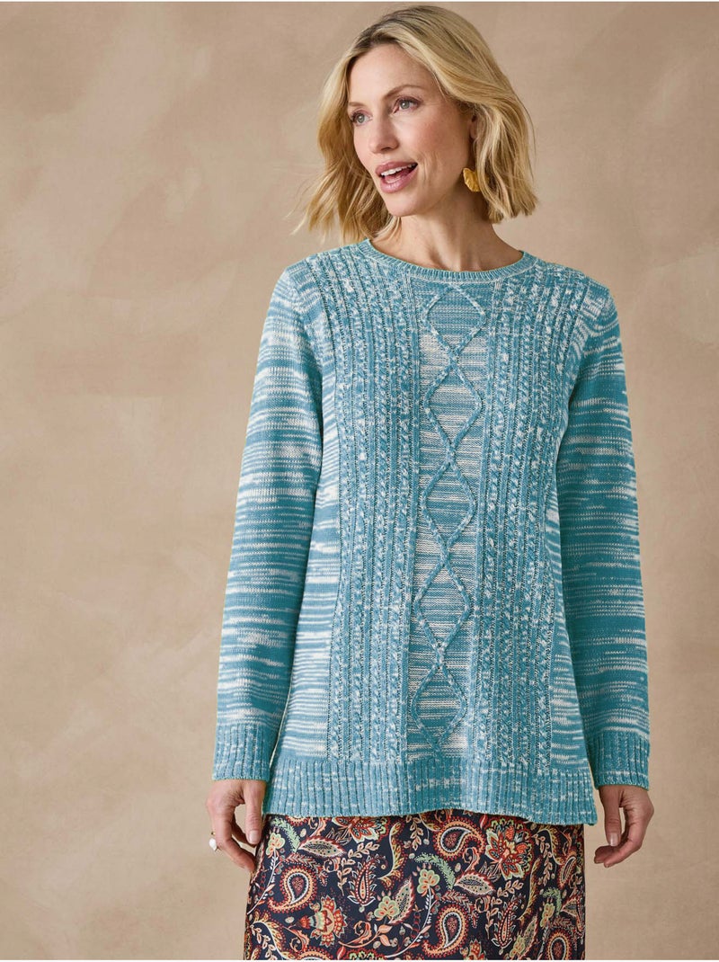 Pull à torsades encolure ronde - DAXON Bleu - Kiabi