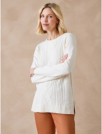 Pull à torsades encolure ronde - DAXON