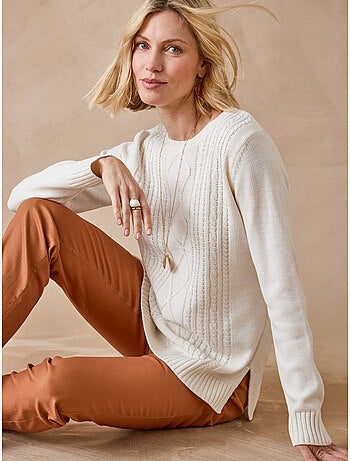 Pull à torsades encolure ronde - DAXON