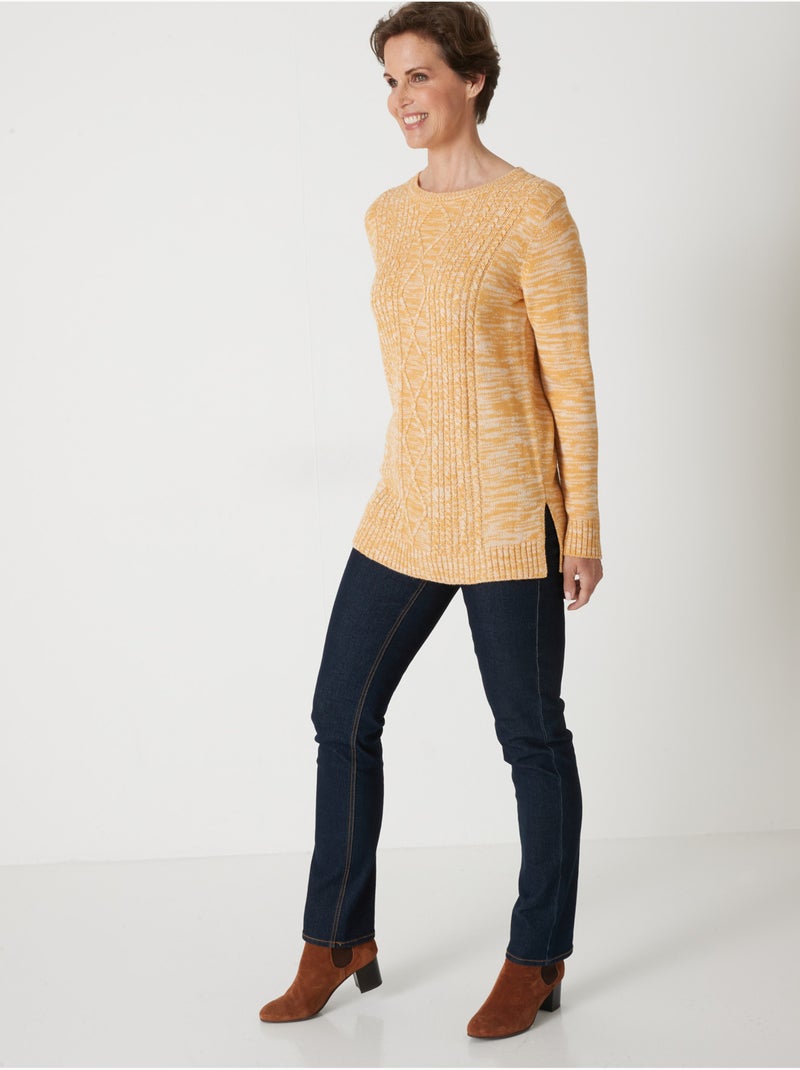 Pull à torsades encolure ronde - DAXON Ocre - Kiabi