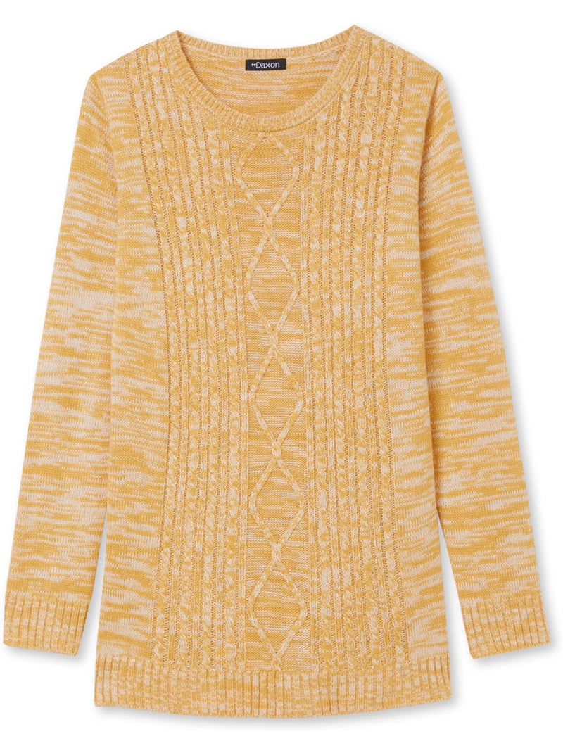 Pull à torsades encolure ronde - DAXON Ocre - Kiabi