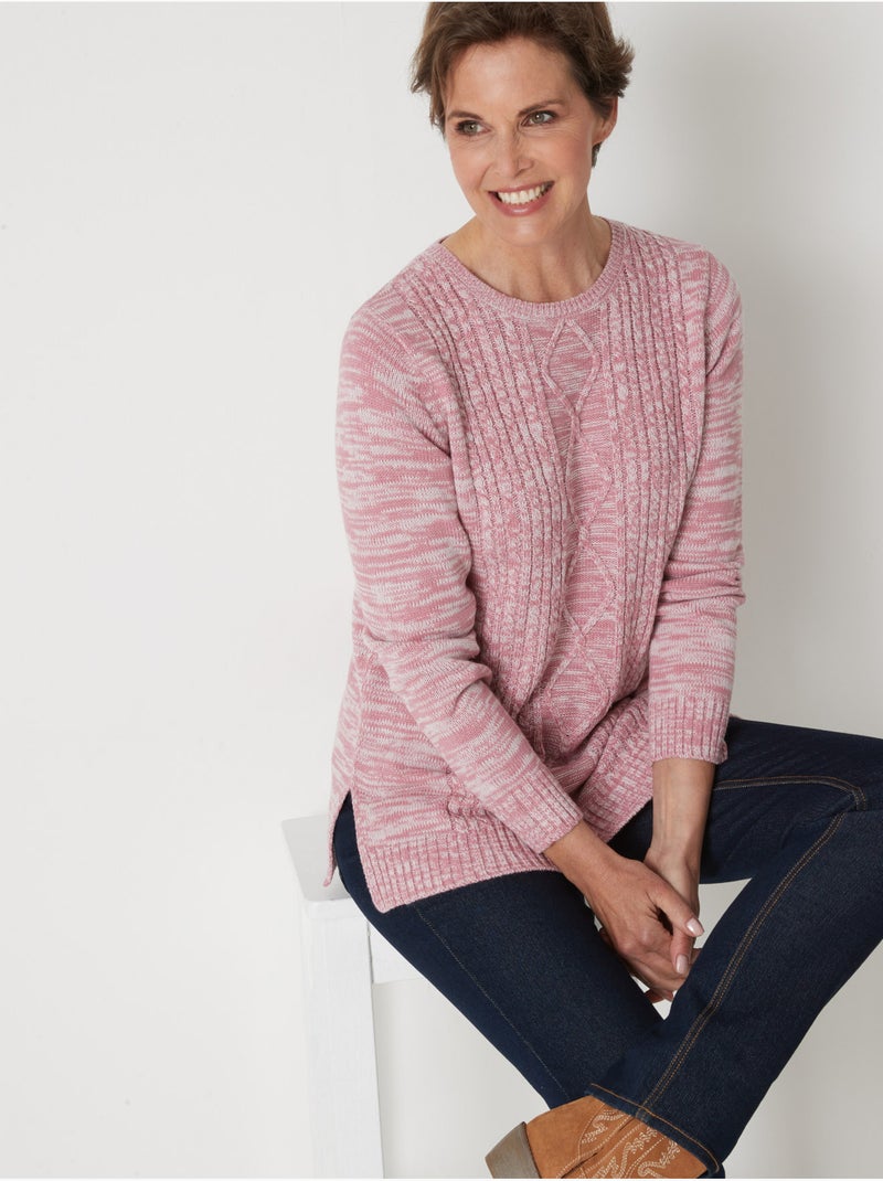 Pull à torsades encolure ronde - DAXON Rose - Kiabi