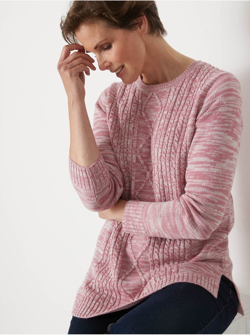 Pull à torsades encolure ronde - DAXON Rose - Kiabi