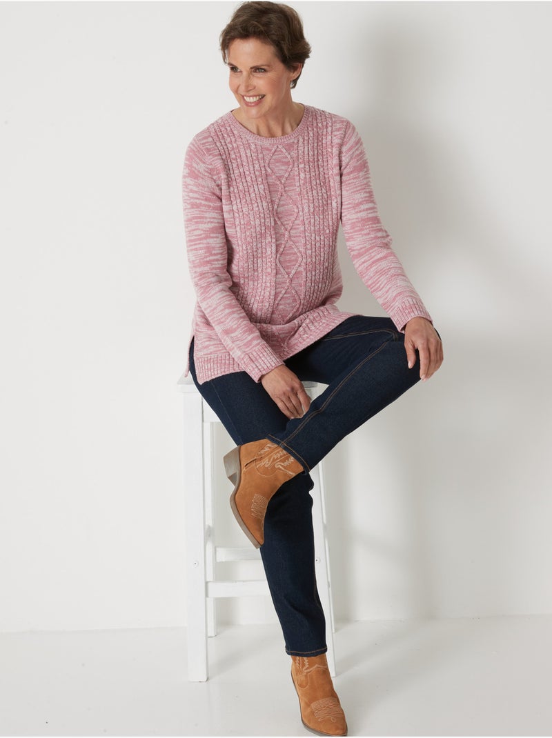 Pull à torsades encolure ronde - DAXON Rose - Kiabi