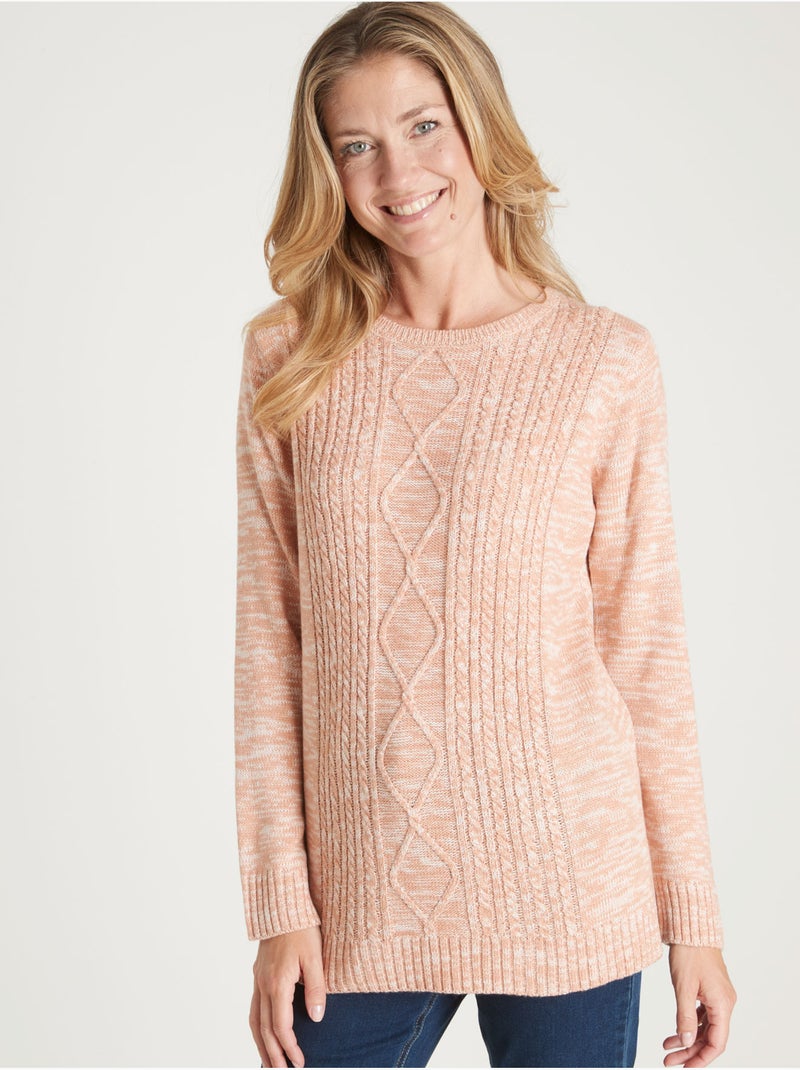 Pull à torsades encolure ronde - DAXON Saumon - Kiabi