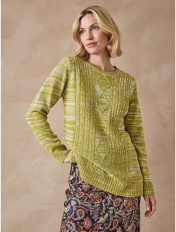 Pull à torsades encolure ronde - DAXON