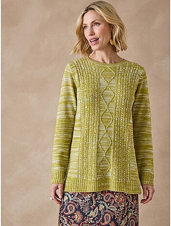 Pull à torsades encolure ronde - DAXON