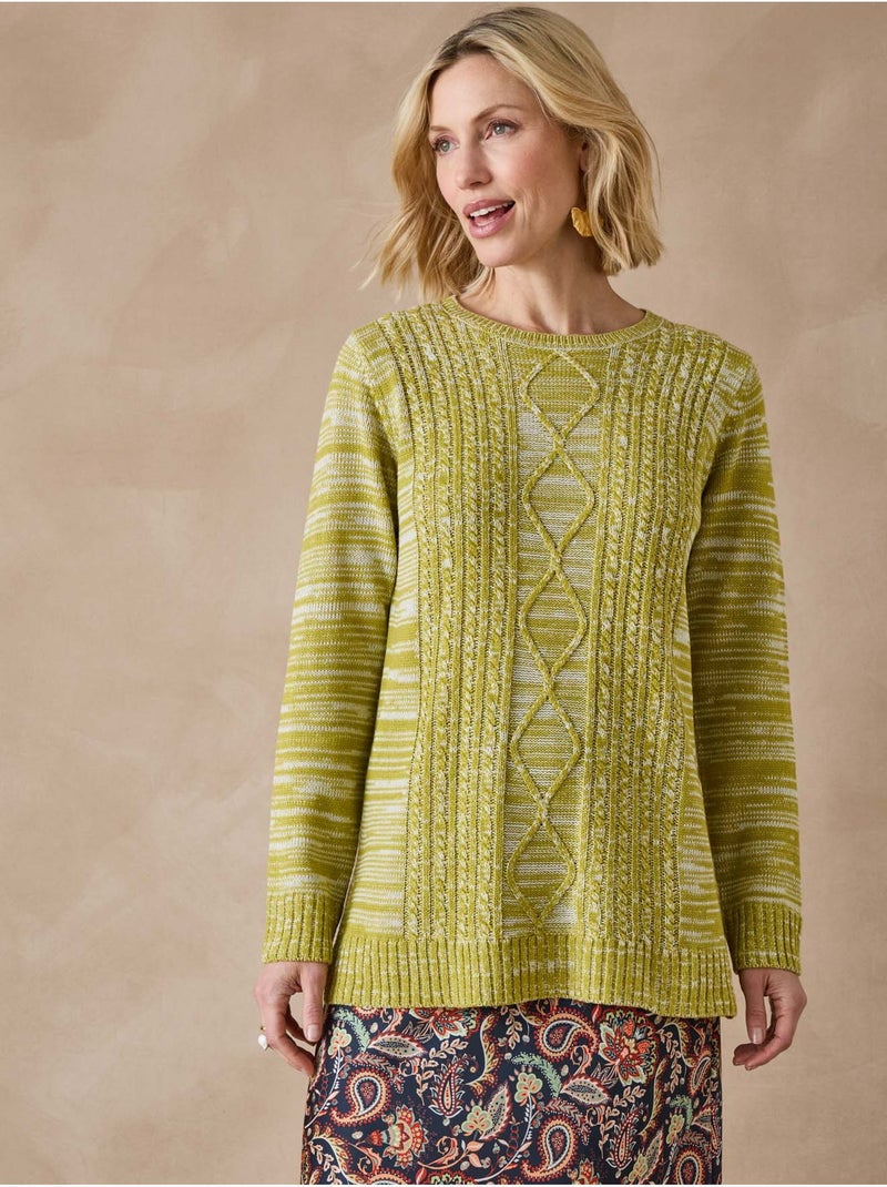 Pull à torsades encolure ronde - DAXON Vert - Kiabi