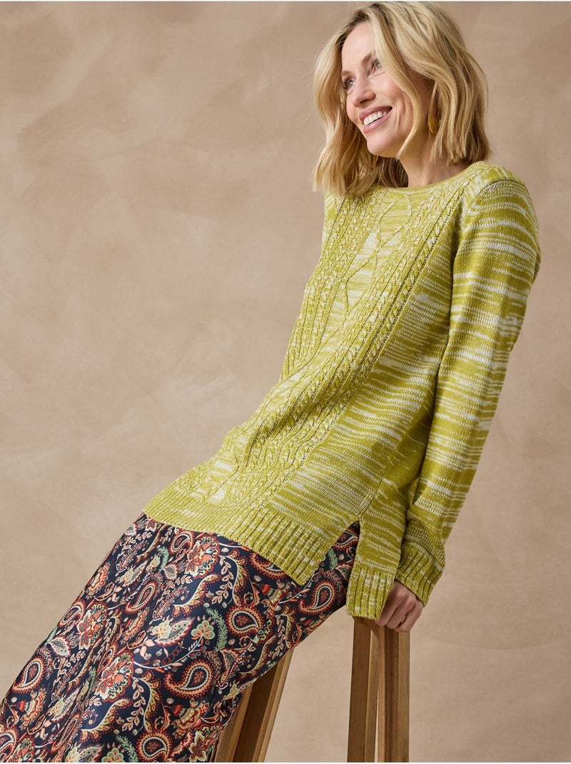 Pull à torsades encolure ronde - DAXON Vert - Kiabi