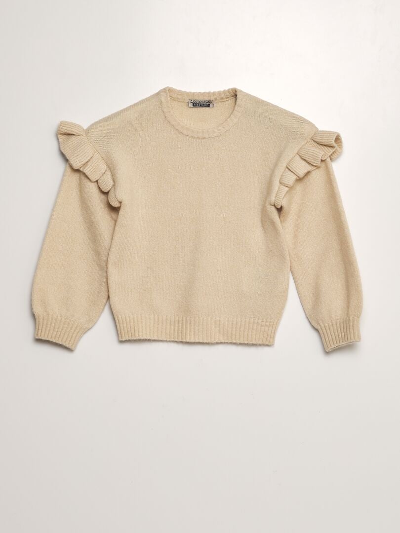 Pull à volants Beige - Kiabi