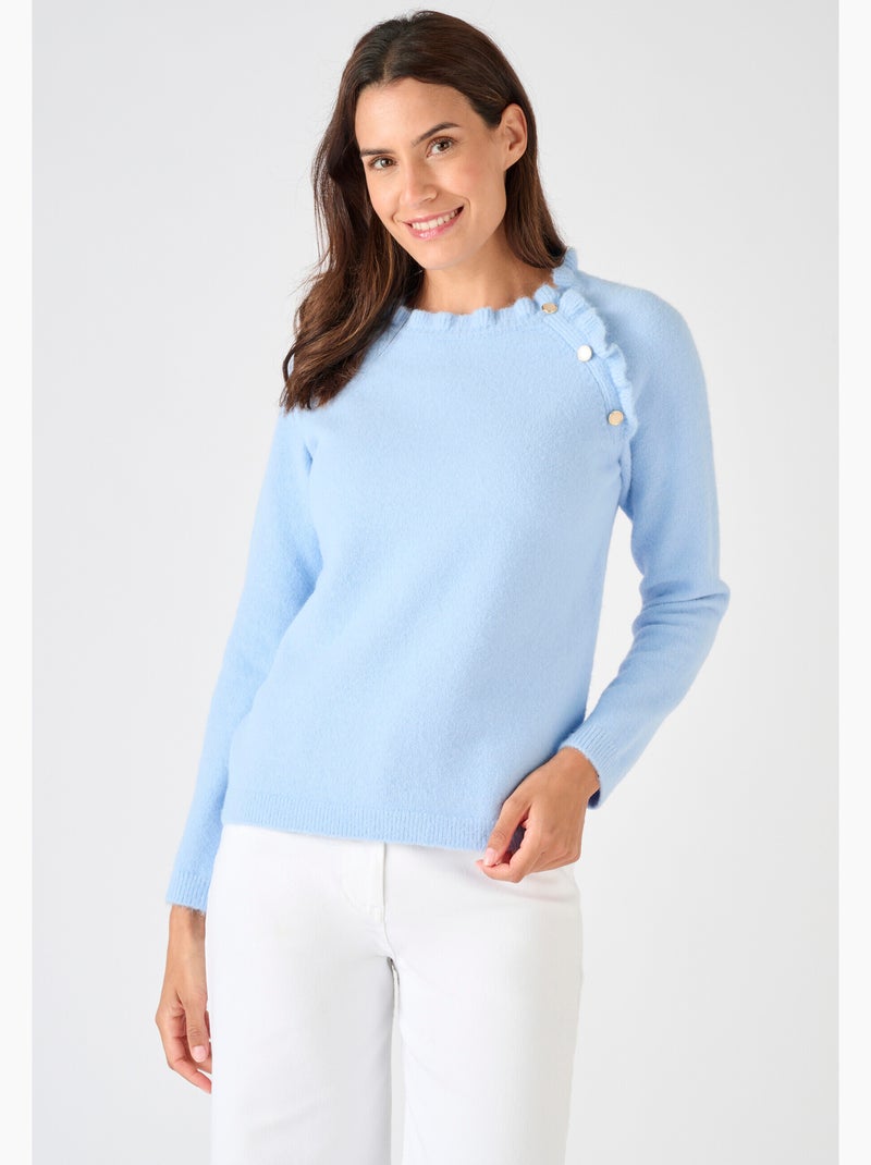 Pull à volants Thermolactyl - Damart Bleu - Kiabi