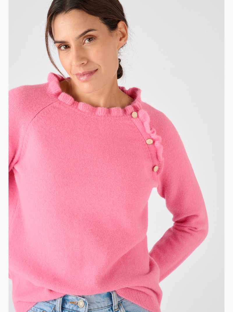 Pull à volants Thermolactyl - Damart Rose - Kiabi