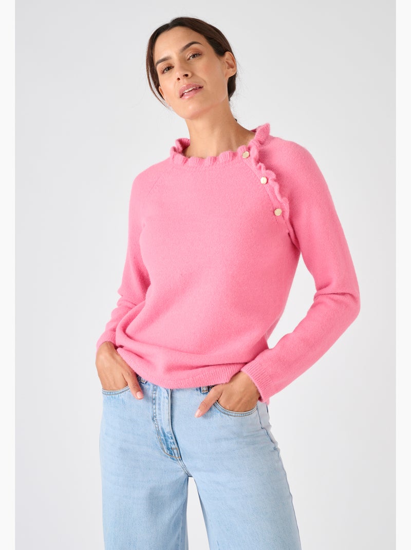 Pull à volants Thermolactyl - Damart Rose - Kiabi
