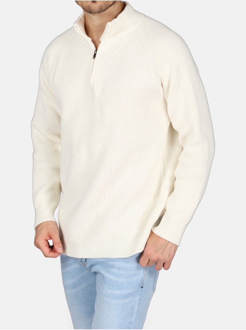Pull à zip - Kenzarro Blanc - Kiabi