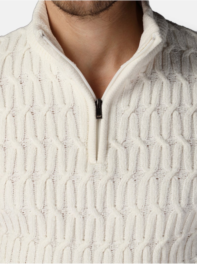 Pull à zip - Kenzarro Blanc - Kiabi