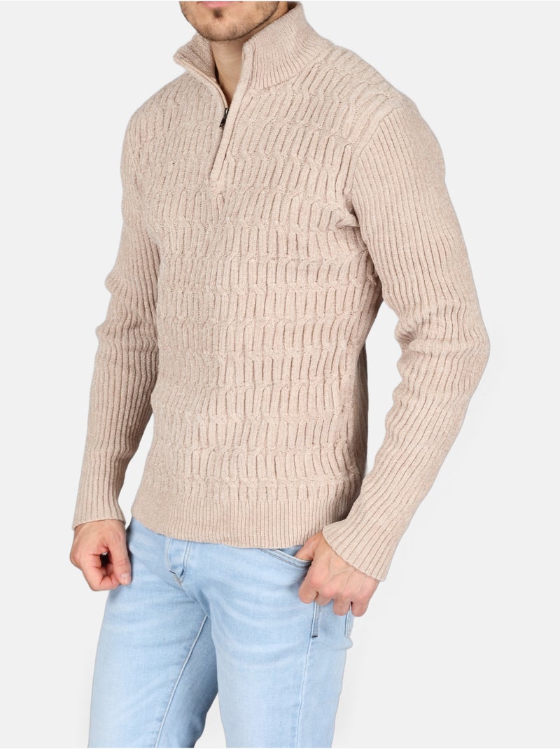Pull à zip - Kenzarro Crème - Kiabi