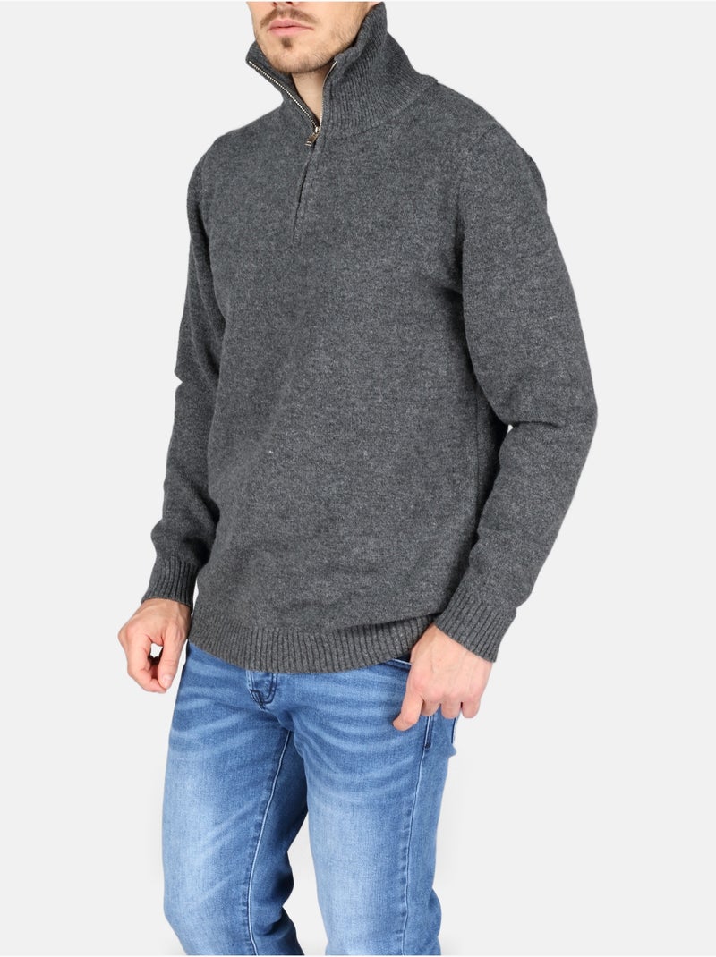 Pull à zip - Kenzarro Gris foncé - Kiabi