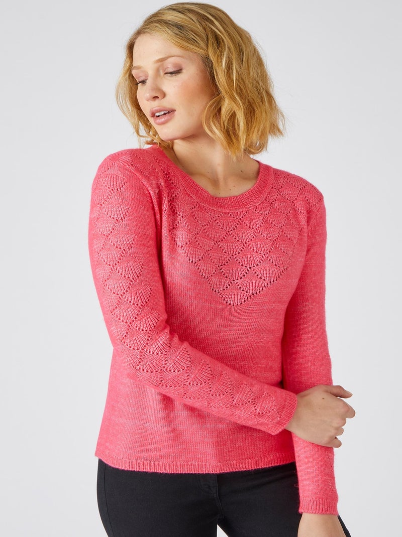 Pull ajouré - Damart Rouge - Kiabi