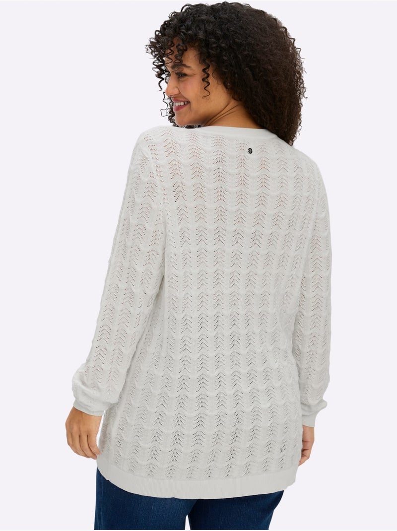 Pull Ajouré - Taille Standard - Sheego Ecru - Kiabi