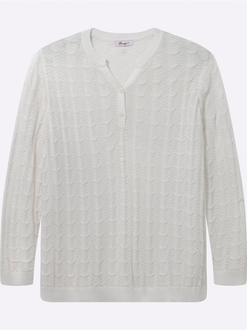Pull Ajouré - Taille Standard - Sheego Ecru - Kiabi