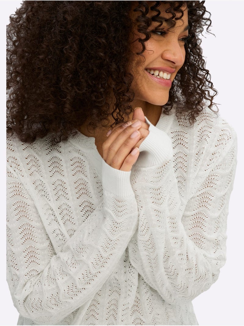 Pull Ajouré - Taille Standard - Sheego Ecru - Kiabi