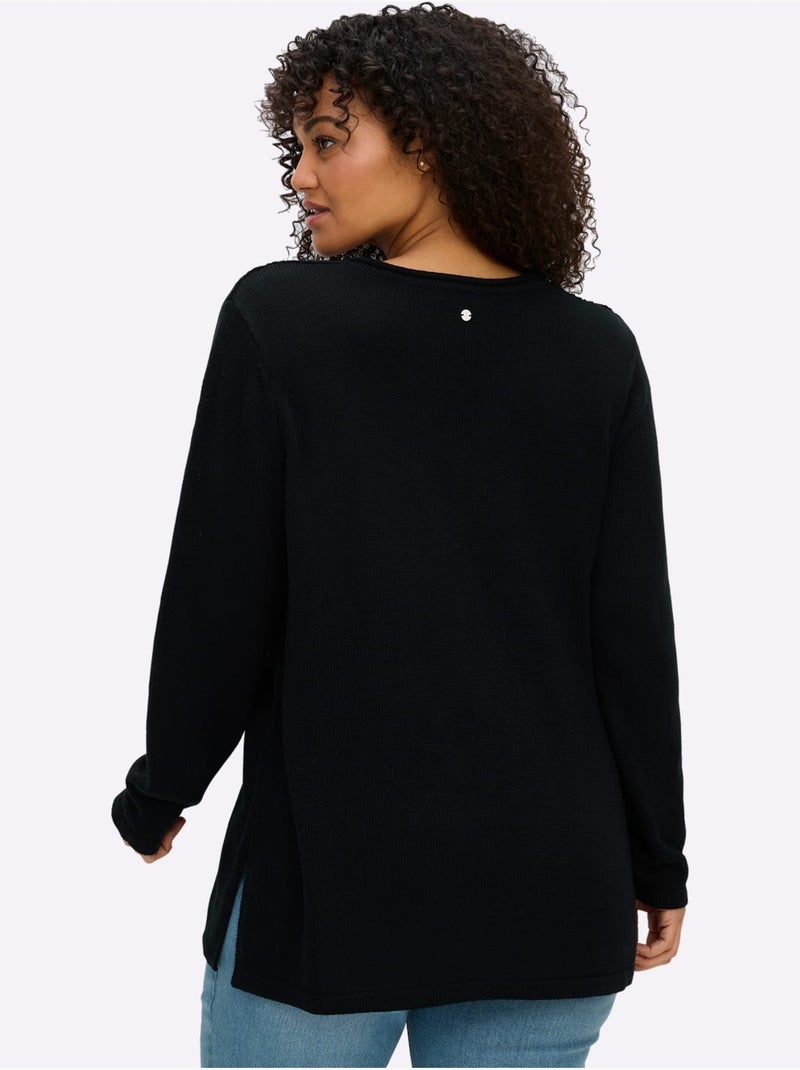 Pull Ajouré - Taille Standard - Sheego Noir - Kiabi