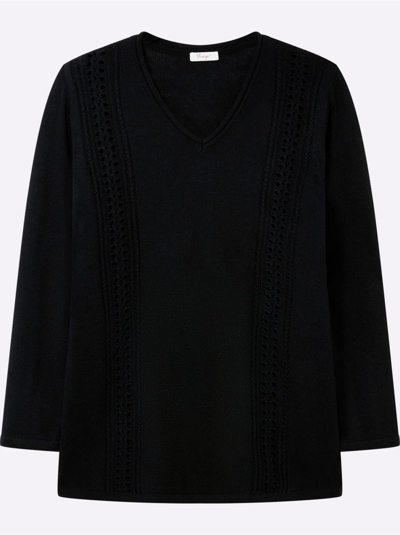 Pull Ajouré - Taille Standard - Sheego Noir - Kiabi
