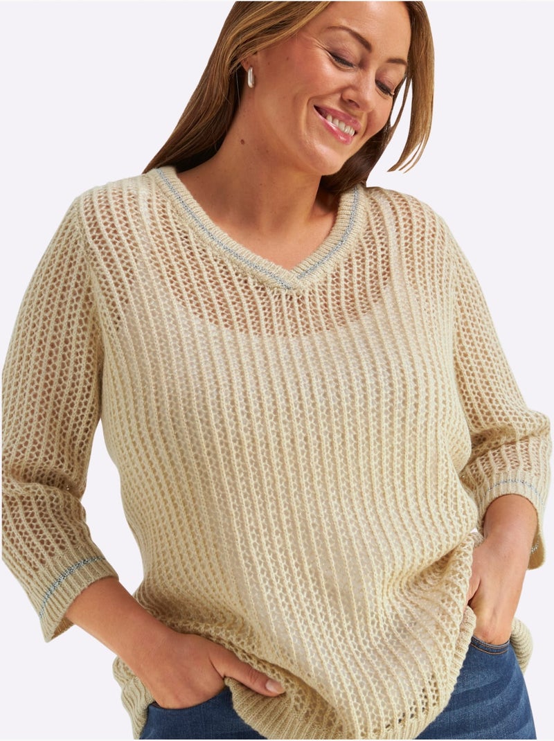 Pull Ajouré - Taille Standard - Sheego Sable - Kiabi
