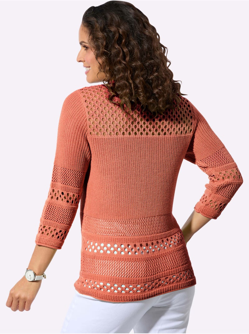 Pull Ajouré 50% Coton - Taille Standard - Witt Orange - Kiabi