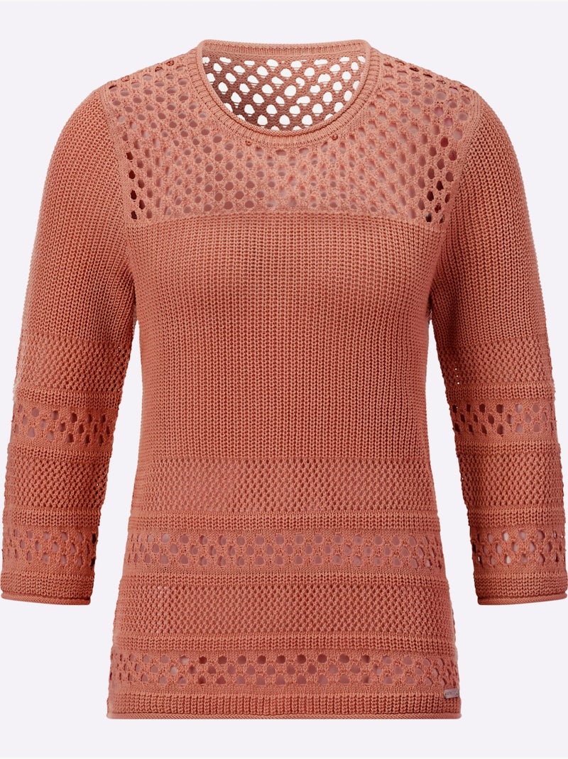 Pull Ajouré 50% Coton - Taille Standard - Witt Orange - Kiabi