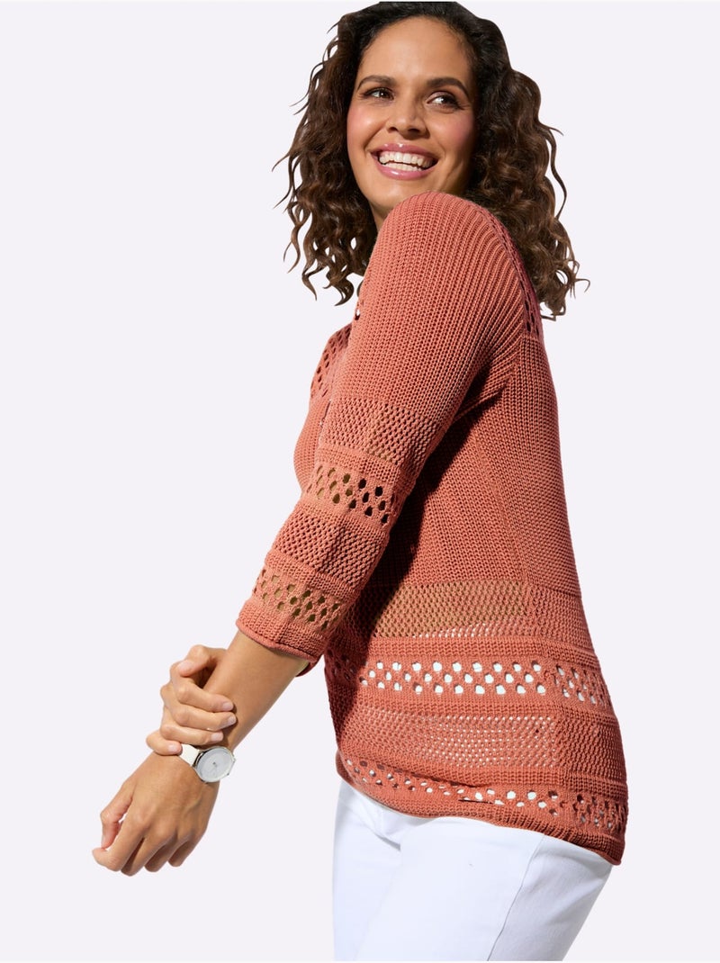 Pull Ajouré 50% Coton - Taille Standard - Witt Orange - Kiabi