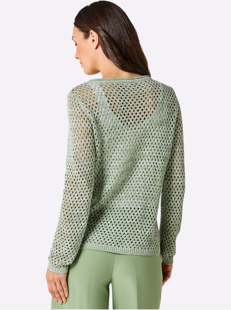 Pull Ajouré 50% Lyocell - Taille Standard - Helline Blanc Vert - Kiabi