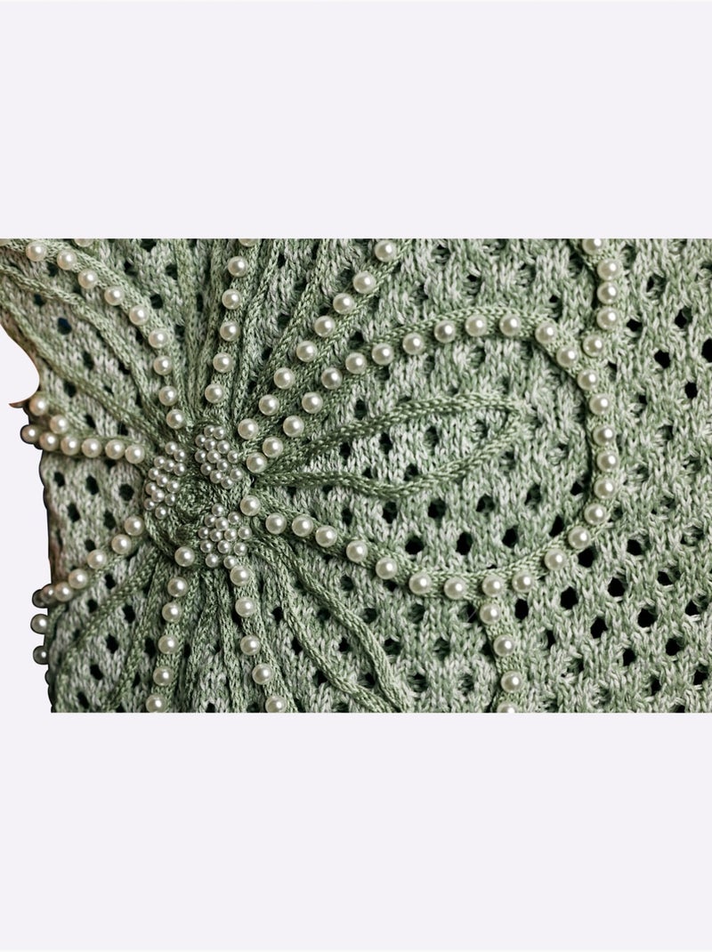 Pull Ajouré 50% Lyocell - Taille Standard - Helline Blanc Vert - Kiabi