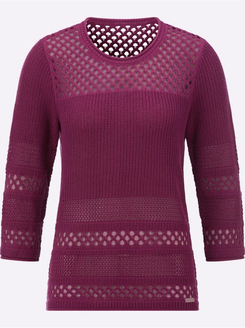 Pull ajouré à encolure ronde et manches 3/4 avec motif tricoté varié - Taille standard - Witt - Kiabi Pull ajouré à encolure ronde et manches 3/4 avec motif tricoté varié - Taille standard - Witt - Kiabi