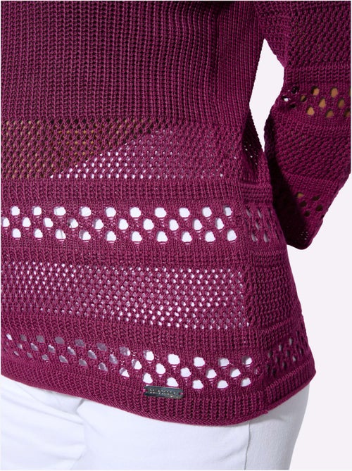 Pull ajouré à encolure ronde et manches 3/4 avec motif tricoté varié - Taille standard - Witt - Kiabi Pull ajouré à encolure ronde et manches 3/4 avec motif tricoté varié - Taille standard - Witt - Kiabi