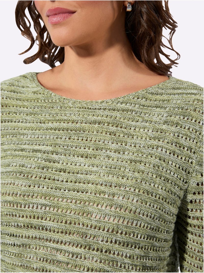 Pull Ajouré Ajouré - Taille Standard - Witt Vert tilleul - Kiabi
