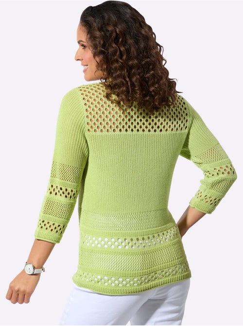 Pull ajouré avec col rond et manches 3/4 décoratif - Taille standard - Witt - Kiabi