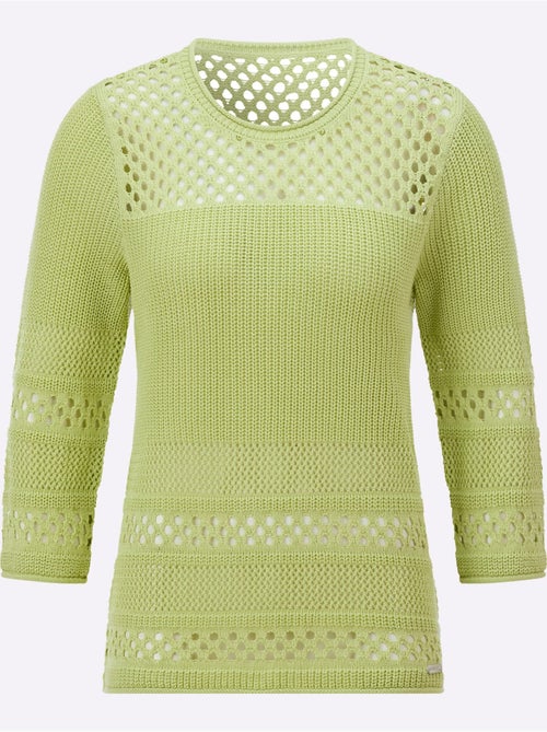 Pull ajouré avec col rond et manches 3/4 décoratif - Taille standard - Witt - Kiabi