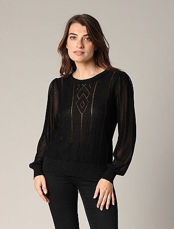 Pull ajouré avec détails transparents 'Deeluxe'