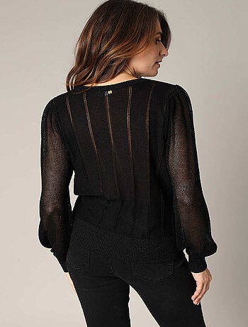 Pull ajouré avec détails transparents 'Deeluxe'