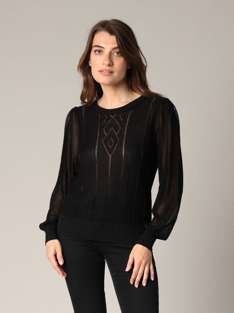 Pull ajouré avec détails transparents 'Deeluxe' Noir - Kiabi