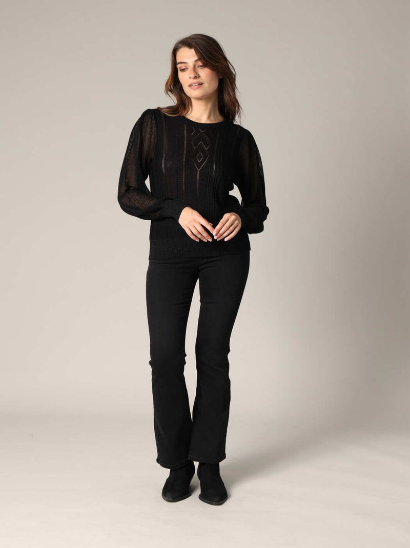 Pull ajouré avec détails transparents 'deeluxe' Noir - Kiabi