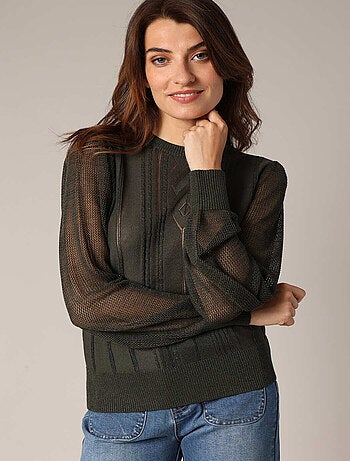 Pull ajouré avec détails transparents 'Deeluxe'