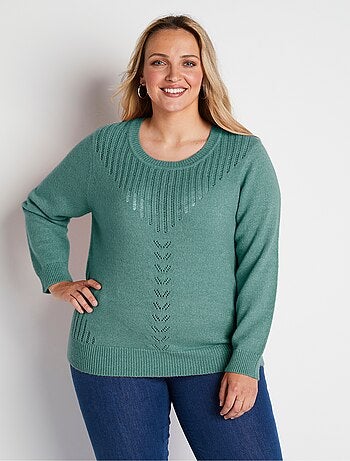 Pull ajouré avec fibres recyclées et laine