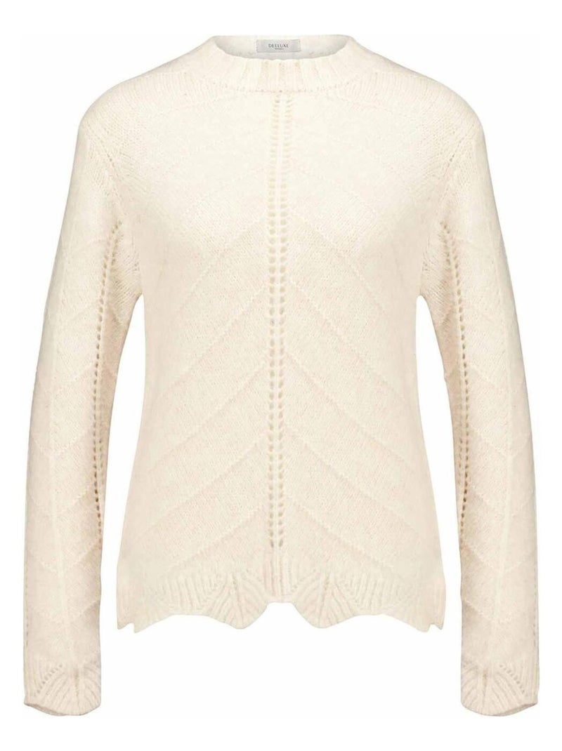 Pull ajouré avec finitions ondulées  'Deeluxe' Beige argile - Kiabi