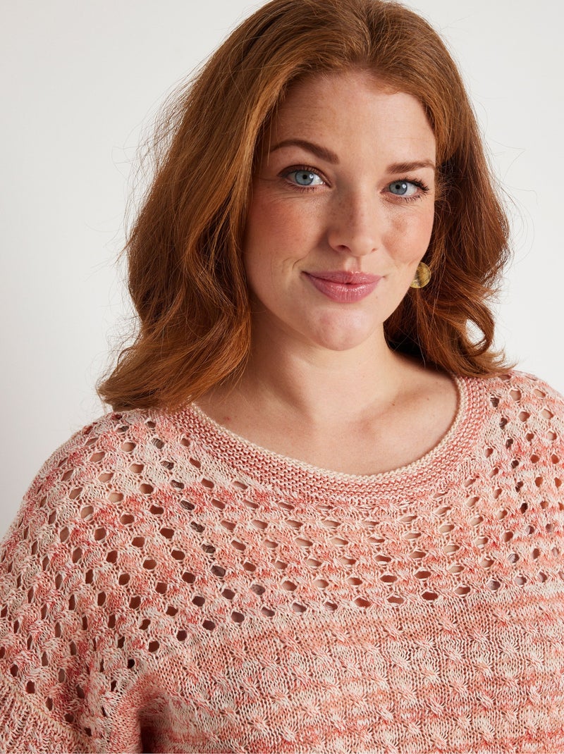 Pull ajouré col rond - Afibel Tomette - Kiabi