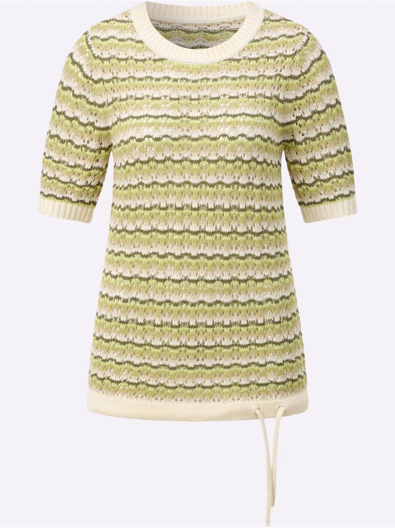 Pull Ajouré Coton Issu De L'agriculture Biologique - Taille Standard - Witt Beige/Vert - Kiabi