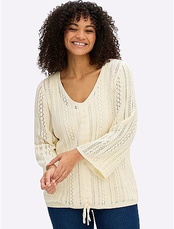 Pull Ajouré Encolure En V Flatteuse - Taille Standard - Sheego