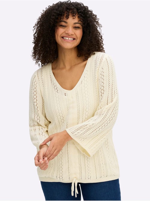 Pull Ajouré Encolure En V Flatteuse - Taille Standard - Sheego - Kiabi