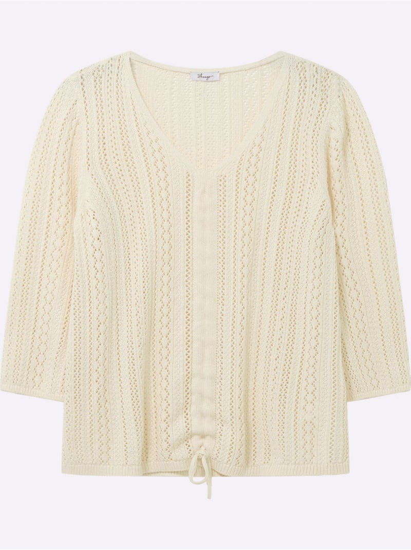 Pull Ajouré Encolure En V Flatteuse - Taille Standard - Sheego Ivoire - Kiabi